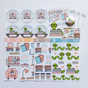 Lot amoureux des livres / Stickers livres / Rat de bibliothèque / Sticker imperméable / Boutons / Étiquettes de livres
