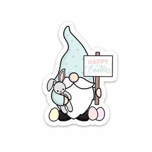 Autocollant de Pâques / Autocollant de nain / Autocollant de Pâques mignon / Autocollant imperméable / Autocollant en vinyle / Autocollant