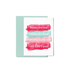 Les roses sont rouges Carte de Saint-Valentin / Carte de quarantaine / Carte d'amour / Carte d'amitié / Carte de correspondance / Saint Valentin drôle / Thème Covid