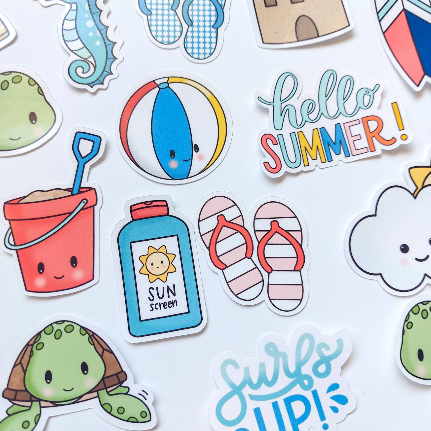 Seaside Serenity Sticker Packs - Sets of 10 - Beach Stickers - Sea Life -  Summer