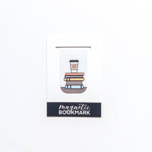 Magnetic Bookmark / Coffee and Books Bookmark / Handmade Bookmark