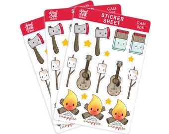 Camping Stickers / Journal Stickers / Camp Themed Stickers / Day Planner Stickers /  Stickers / Paper Stickers / Scrapbooking Stickers /