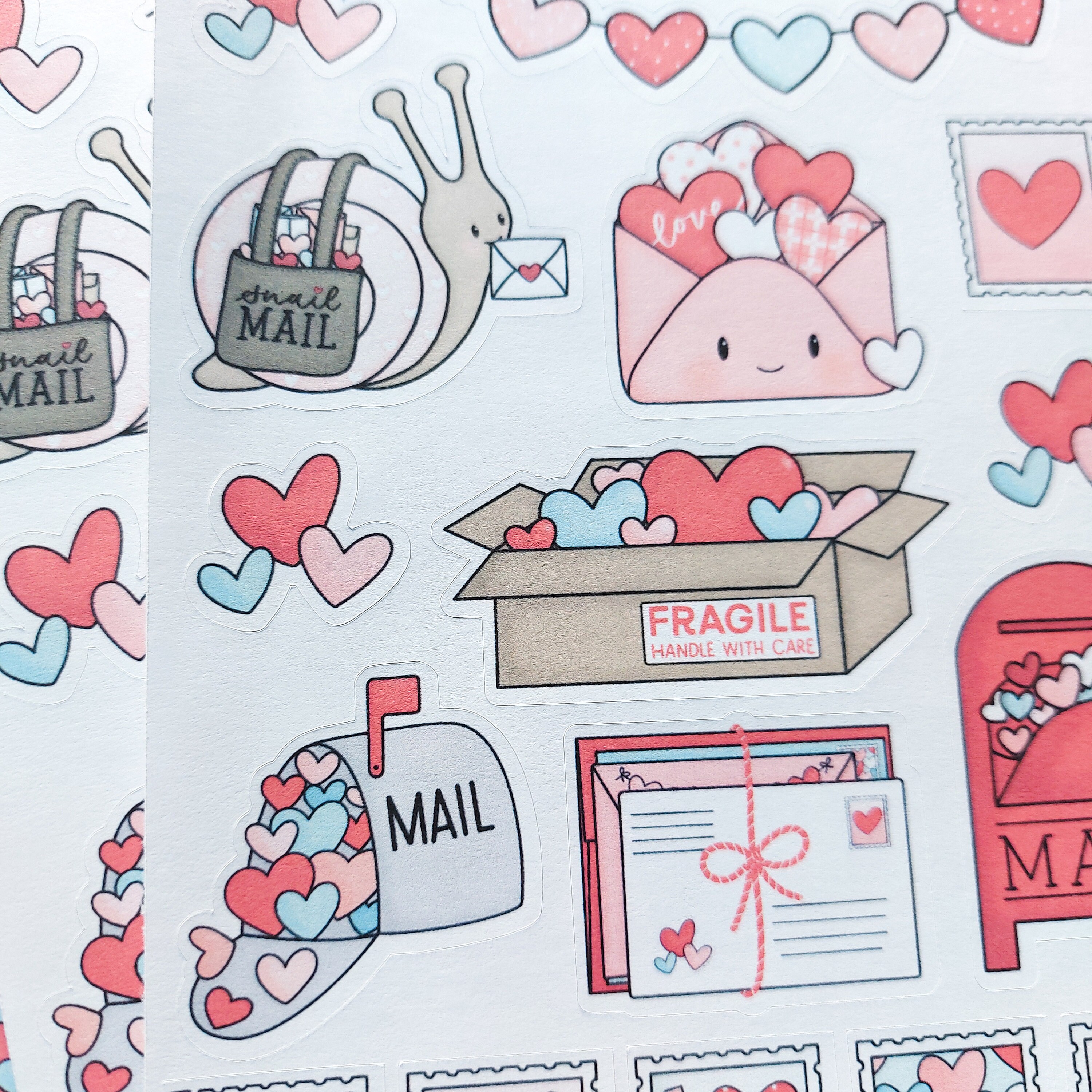 Happy Mail Stickers / Sent With Love /snail Mail Stickers/ Heart Themed ...