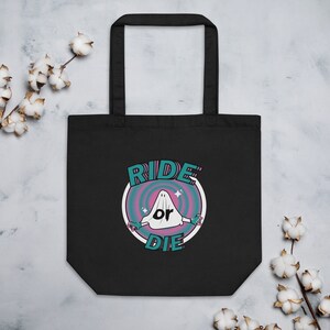 Ride or Die Roller Skating Ghost Eco Tote Bag