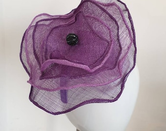 Lyla - Purple/ Lilac sinamay fascinator- Ideal for Weddings, Races,  High Tea, Royal Ascot,  Kentucky Derby,  Durban July,  Cheltenham