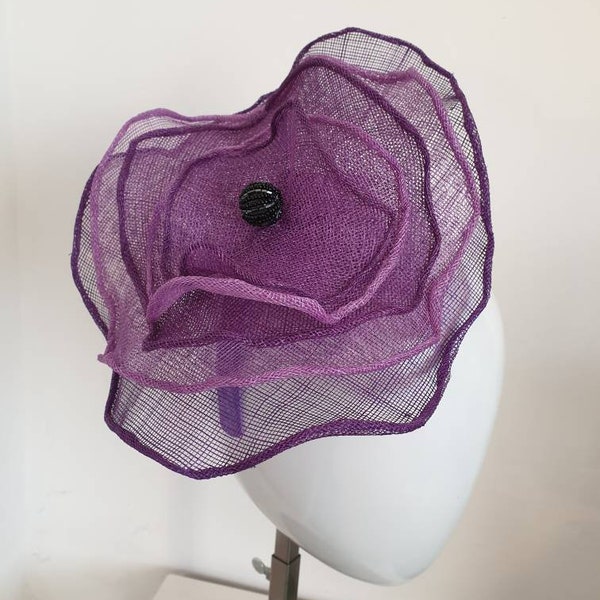 Lyla - Purple/ Lilac sinamay fascinator- Ideal for Weddings, Races,  High Tea, Royal Ascot,  Kentucky Derby,  Durban July,  Cheltenham
