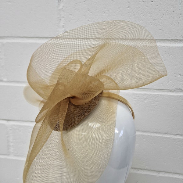 Goldie - Gold Coloured Crinoline Fascinator ideal for Weddings, Royal Ascot, Burlesque, Wedding Guest