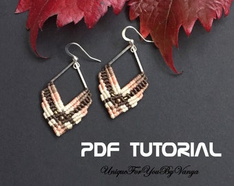 Tutoriel de boucles d'oreilles micro macramé, modèle de boucles d'oreilles en macramé, fabrication de bijoux en macramé PDF, boucles d'oreilles Boho bricolage, tutoriel de boucles d'oreilles pendantes PDF