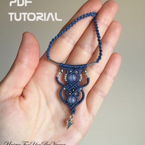 Mini  Hippie Chic necklace Pattern, DIY macrame necklace, Woven pendant necklace, Pdf macrame tutorial, Micro macrame pattern