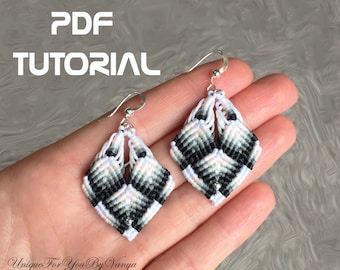 PDF mandala flower earrings tutorial, DIY earrings PATTERN, Micro macrame tutorial, Macrame making jewelry, Dangle earrings