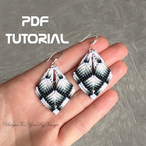 PDF mandala flower earrings tutorial, DIY earrings PATTERN, Micro macrame tutorial, Macrame making jewelry, Dangle earrings