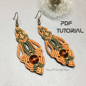 Mikromakraméhandledning, mönster för makraméörhängen, makramésmyckestillverkning, gör-det-själv-örhängen, höstörhängen, örhängesmönster, hängande örhängen bild 2