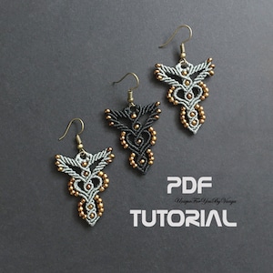 PDF Tutorial, Macrame earrings PATTERN, Micro macrame tutorial, DIY, Macrame making jewelry, Dangle earrings