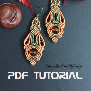 Mikromakraméhandledning, mönster för makraméörhängen, makramésmyckestillverkning, gör-det-själv-örhängen, höstörhängen, örhängesmönster, hängande örhängen bild 3