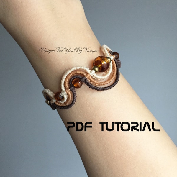 Macrame bracelet PDF bracelet PATTERN, Micro macrame tutorial, DIY bracelet, Macrame jewelry making, Easy beaded bracelet