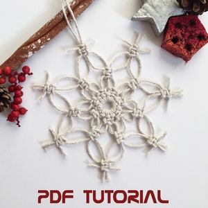 Macrame snowflake ornament, PDF Christmas pattern, Christmas  tutorial, DIY Christmas ornament, Handmade Christmas decoration