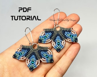 Mandala crescent earring patterns, Micro macrame tutorial, Dangle earrings