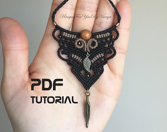 Micro Macrame Tutorial, Macrame necklace pattern,DIY micro macrame, Hippie  Chic Pendant Necklace, Tribal Ethnic style jewelry