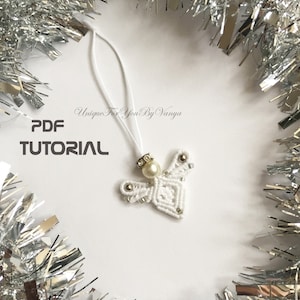 Christmas angel ornament, PDF pattern, Macrame tutorial, Mini Christmas tree ornament, Mini home decoration, DIY ornament image 1