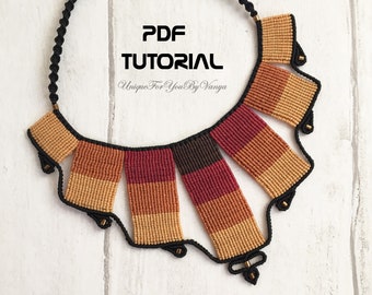 Macrame necklace pattern, Macrame Jewelry Making, DIY choker, Flame choker necklace