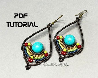 Macrame earrings PATTERN, Micro macrame tutorial, DIY earrings, Dangle earrings, Dangle earrings