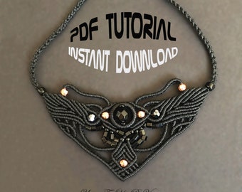 Mikro Makramee Halskette Muster, Makramee Halskette Tutorial, Macrame DIY Halskette, Bib Halskette Muster