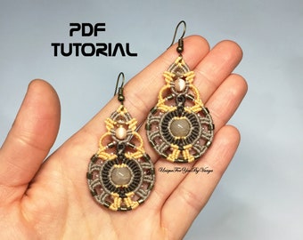 Micro Macrame Earrings Pattern, Macrame Round Beaded Earrings, Dangle earrings