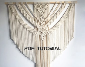 Big macrame wall hanging pattern, Macrame PDF decor pattern, Boho contemporary decor, DIY wall hanging, Layered bohemian tapestry