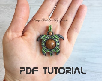 Macrame turtle PDF tutorial, Macrame turtle pendant charm, Macrame PDF instructions, Purse/ bag charm