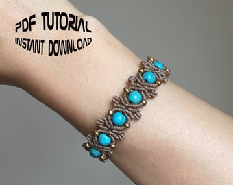 Macrame bracelet pattern, PDF bangle Tutorial, DIY bracelet, Easy beaded bracelet