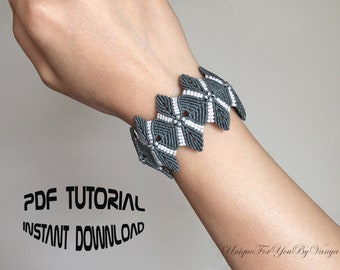 Micro Macrame Tutorial, Macrame bracelet pattern, Macrame Jewelry Making, DIY bracelet, Leaf bracelet, Thread wristband