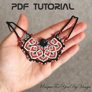 Micro Macrame Tutorial, Macrame necklace pattern, Macrame Jewelry Making, DIY bib necklace, Mandala collar
