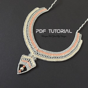 Micro Macrame Necklace Pattern, Macrame Jewelry Making, DIY Bib Necklace, Egyptian Style Choker, Hippie Chick Collar Tutorial