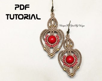 Boho micro macrame earrings pattern, DIY dangle macrame earrings, Micro macrame jewellery pattern