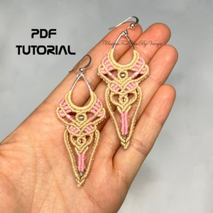 Macrame earrings PATTERN, Micro macrame tutorial, DIY Macrame jewelry making, Dangle earrings, Boho jewelry