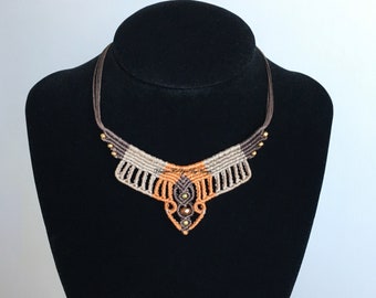 Makramee ethnische Halskette Muster, Makramee Halskette Tutorial, Mini Makramee Bib Schmuck