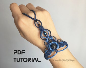 Macrame slave bracelet pattern, Macrame bracelet PDF tutorial, Beaded bracelet instructions