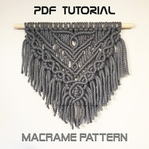 PDF chunky macrame wall decor pattern, Macrame tutorial, Small DIY macrame wall decor, Macrame PDF, Boho decor, Bohemian tapestry