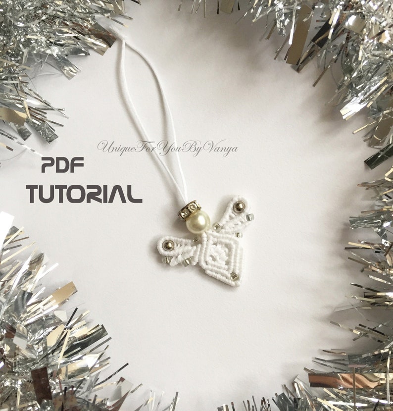 Christmas angel ornament, PDF pattern, Macrame tutorial, Mini Christmas tree ornament, Mini home decoration, DIY ornament image 1