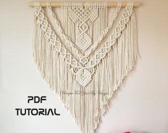 Macrame wall hanging pattern, DIY layered wall hanging tutorial,  Boho decor, Bohemian macrame tapestry, Contemporary decor, DIY home decor