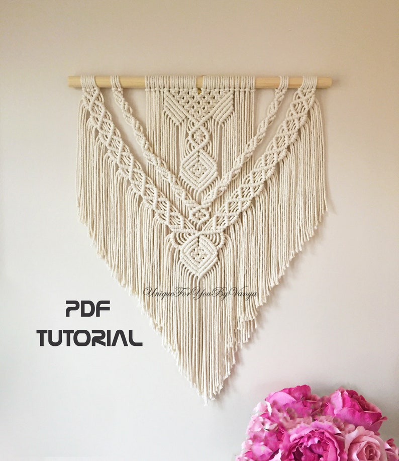 Macrame wall hanging pattern, DIY layered wall hanging tutorial, Boho decor, Bohemian macrame tapestry, Contemporary decor, DIY home decor image 1