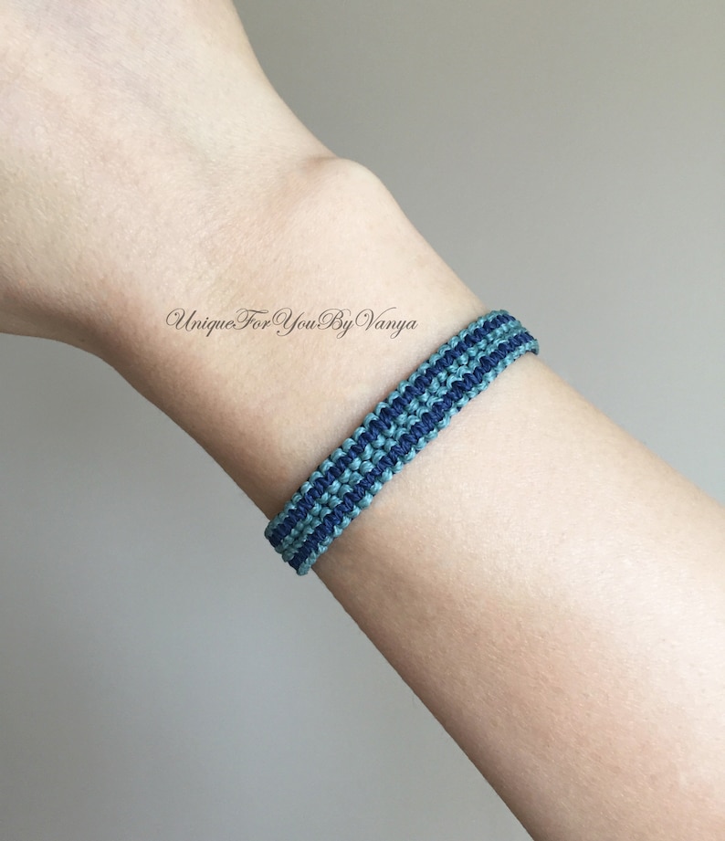 Unisex macrame bangle pattern, PDF tutorial, Woven unisex cuff, DIY bracelet, Thread bracelet, Double sided bracelet image 2