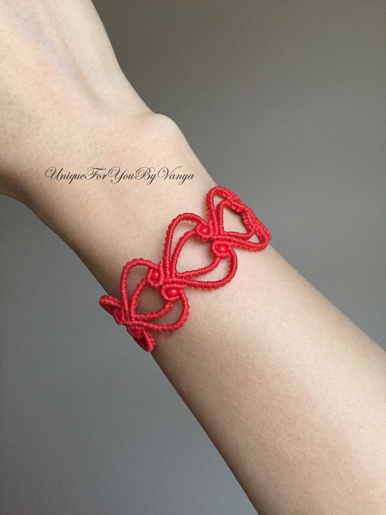 Macrame Bracelet PDF Pattern Heart Bangle DIY Tutorial Micro Etsy
