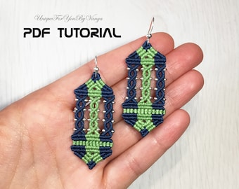 Micro Macrame Tutorial, Macrame earrings pattern, Macrame Jewelry Making, Geometric DIY earrings, Earrings pattern, Dangle earrings