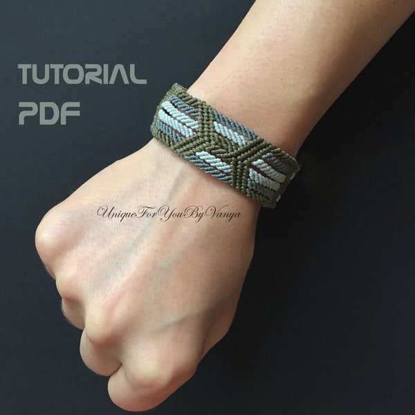 Modèle de bracelet micro micro macramé pour homme, tutoriel PDF, manchette homme tissée, bracelet macramé bricolage, bracelet fil, bracelet homme tissé