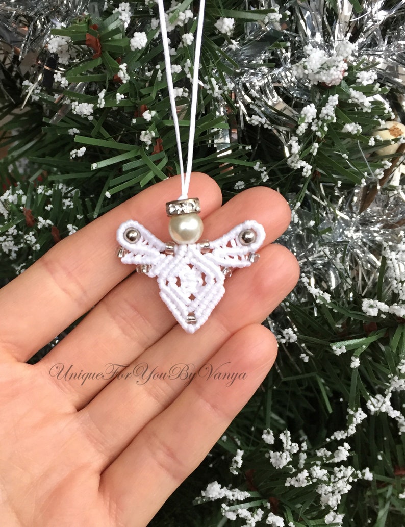 Christmas angel ornament, PDF pattern, Macrame tutorial, Mini Christmas tree ornament, Mini home decoration, DIY ornament image 3