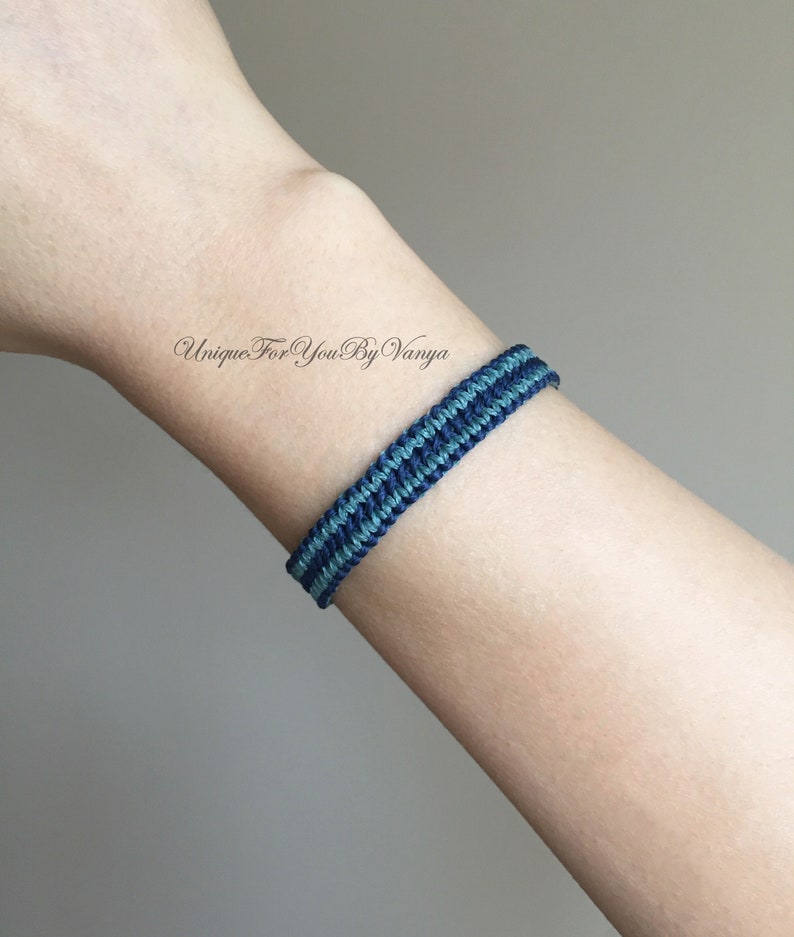 Unisex macrame bangle pattern, PDF tutorial, Woven unisex cuff, DIY bracelet, Thread bracelet, Double sided bracelet image 3