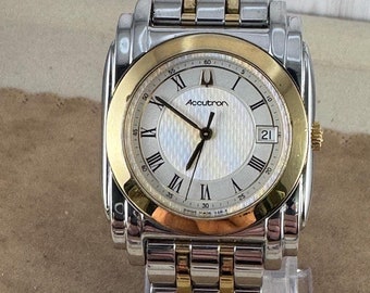 Vintage Accutron Bulova Two-tone Gold Stainless Steel Watch