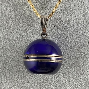 Very Rare Vintage Sterling Silver Ball for a Small Watch Blue Guilloche Enamel Housing marked Swiss 925 JOUJOU Watch Argentdorf 10MM opening