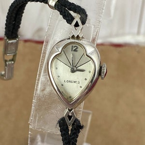 Reloj vintage Longines Art Déco de la década de 1940 bañado en oro blanco de 10 quilates